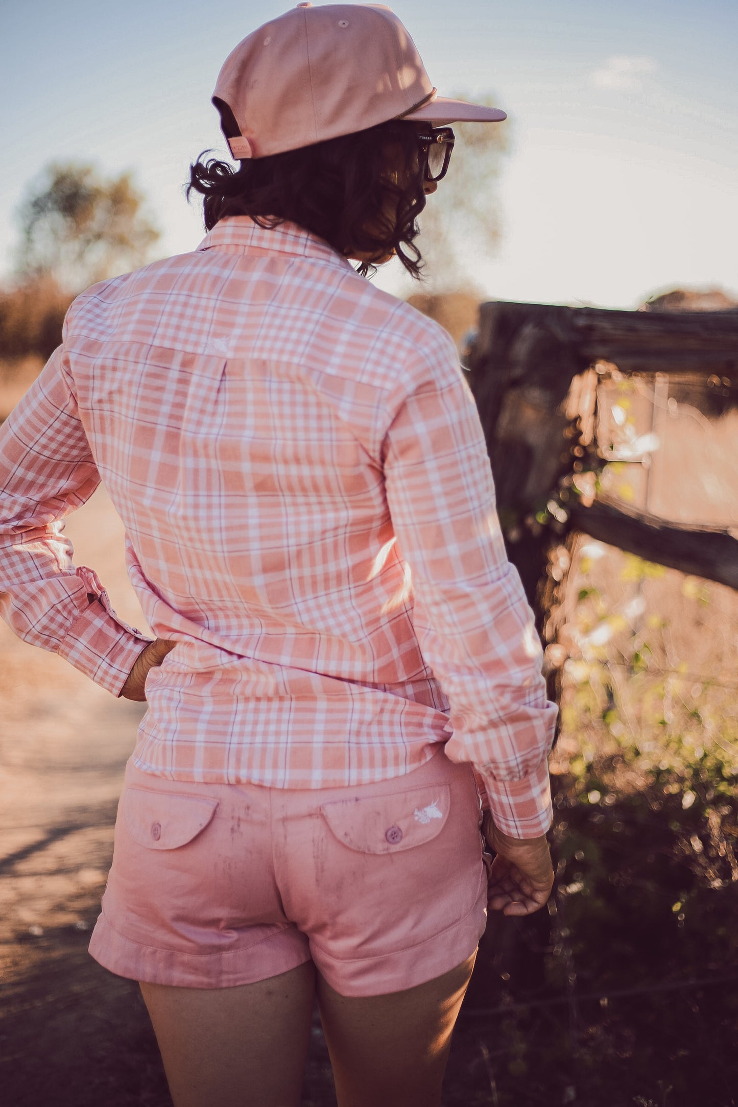 Peach with White Embroidery Ruggers - OG & Ya Mums