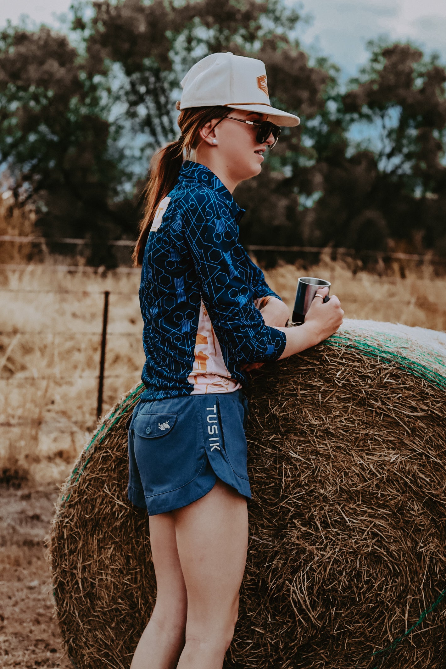Denim Blue with Beige Embroidery Embroidery Ruggers