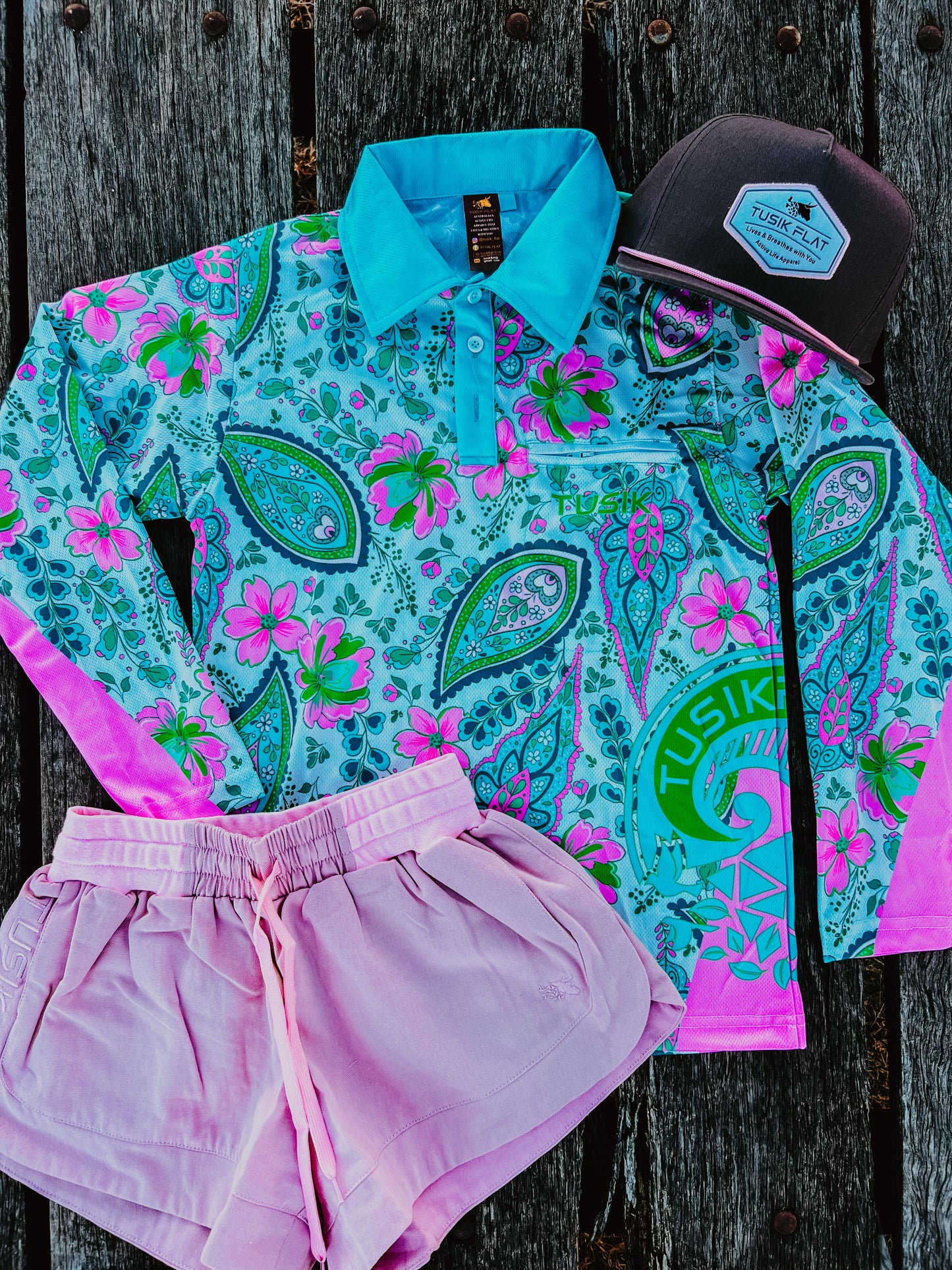 Paisley Green With Pink Fishing Shirt
