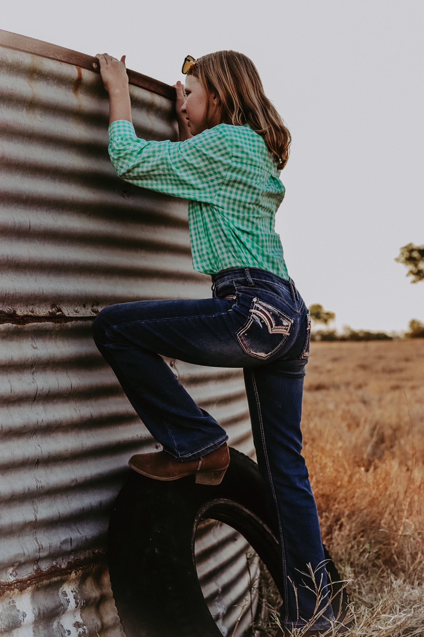 The Poddy Pen Button Up - Green Check