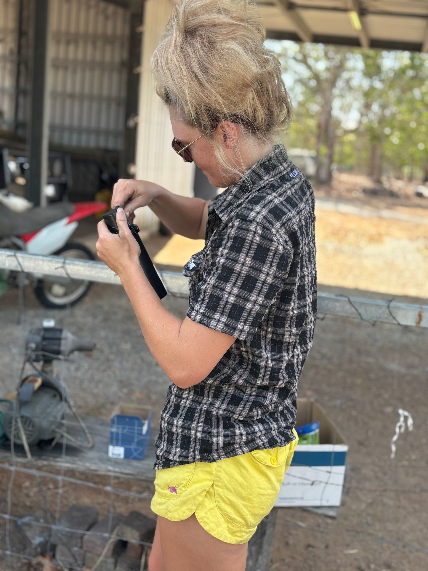 Black Plaid Workshirt - Short Sleeve