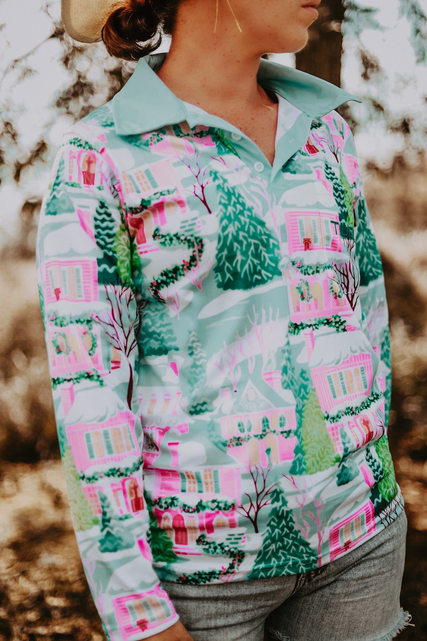Snow Cap Xmas Fishing Shirt LONG SLEEVE