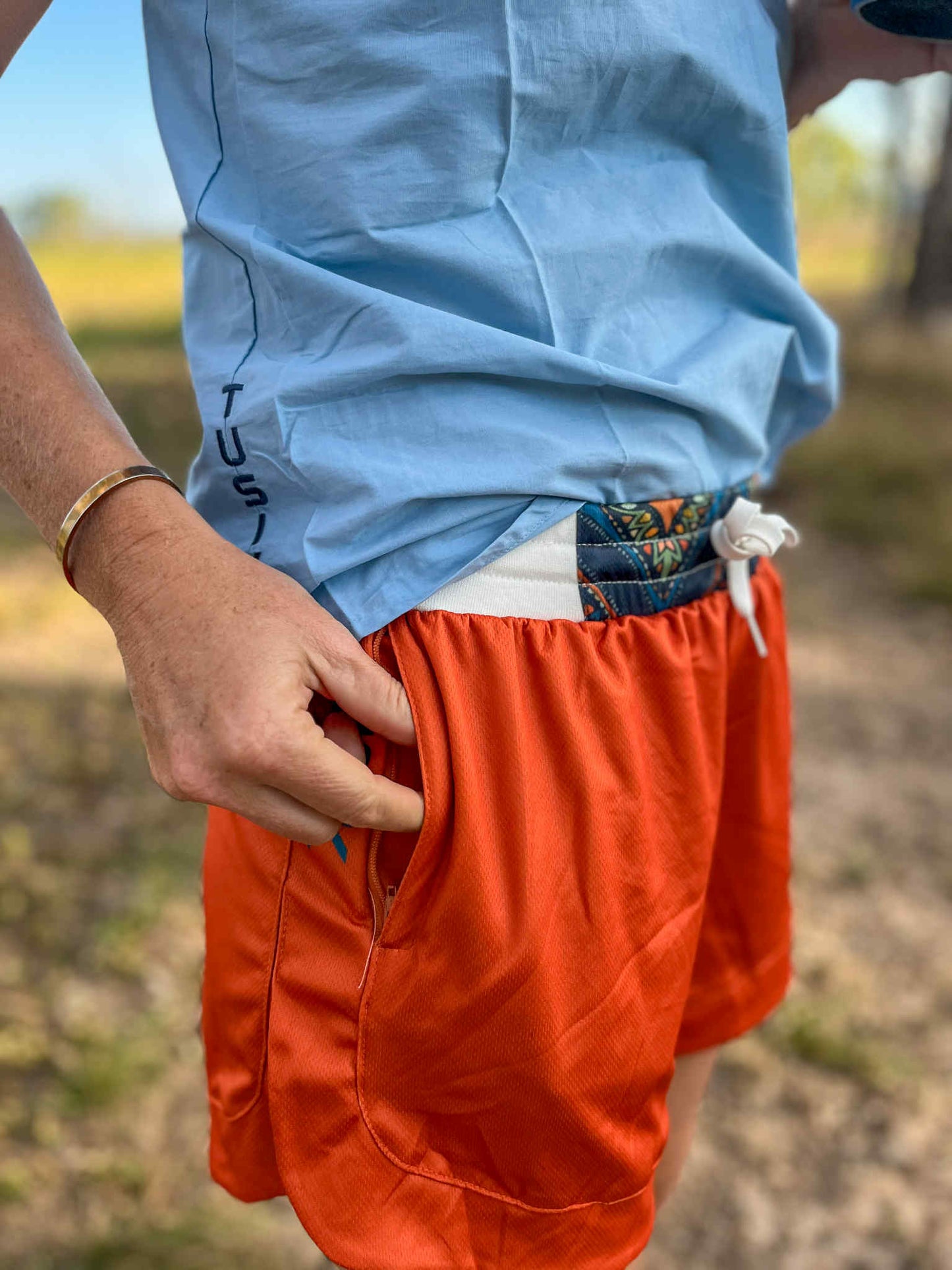 Match West Coast Navy Shirt - Burnt Orange Quick Dry Ruggers Shorts