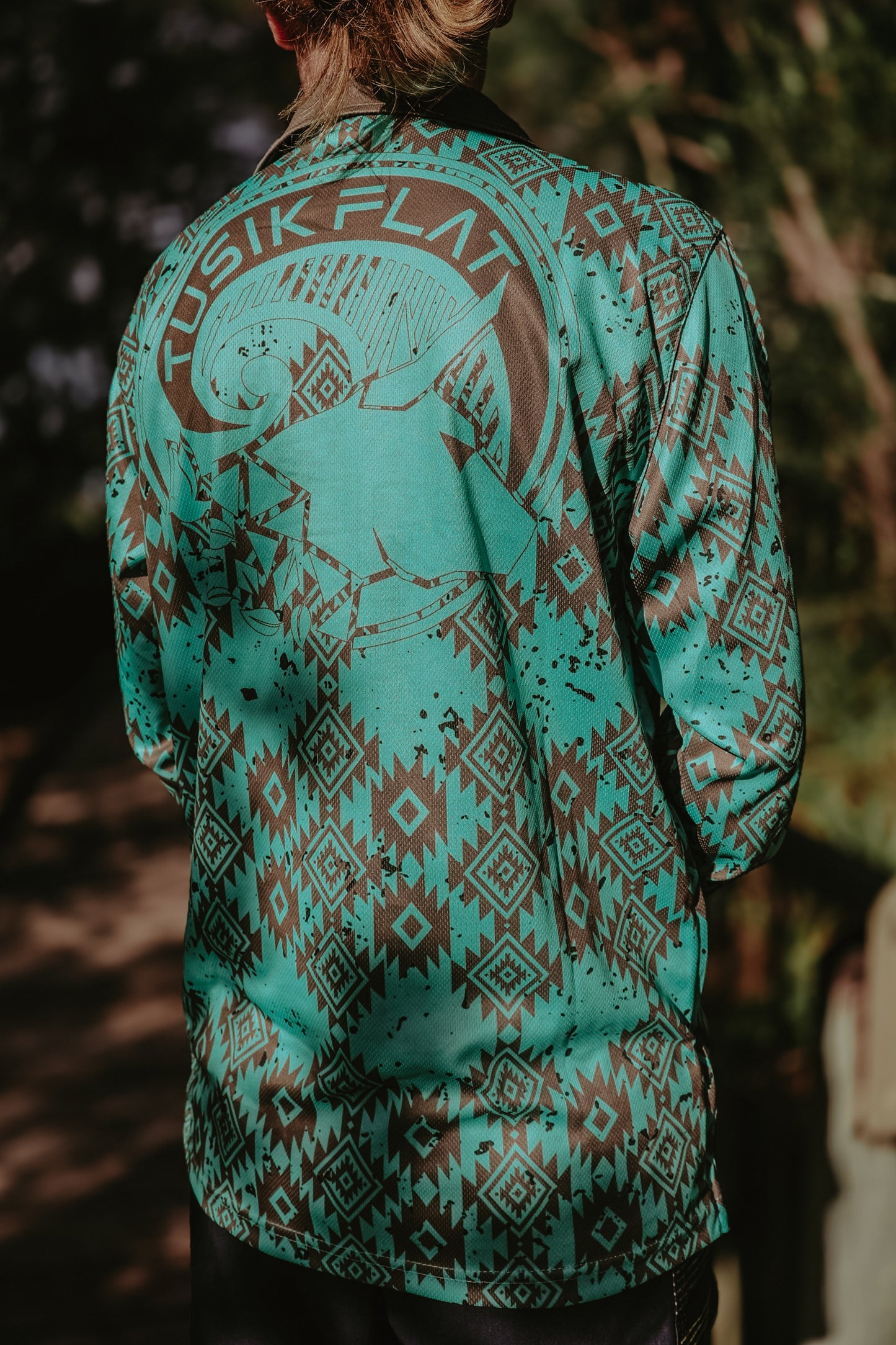 Maternity Green Aztec Fishing Shirt