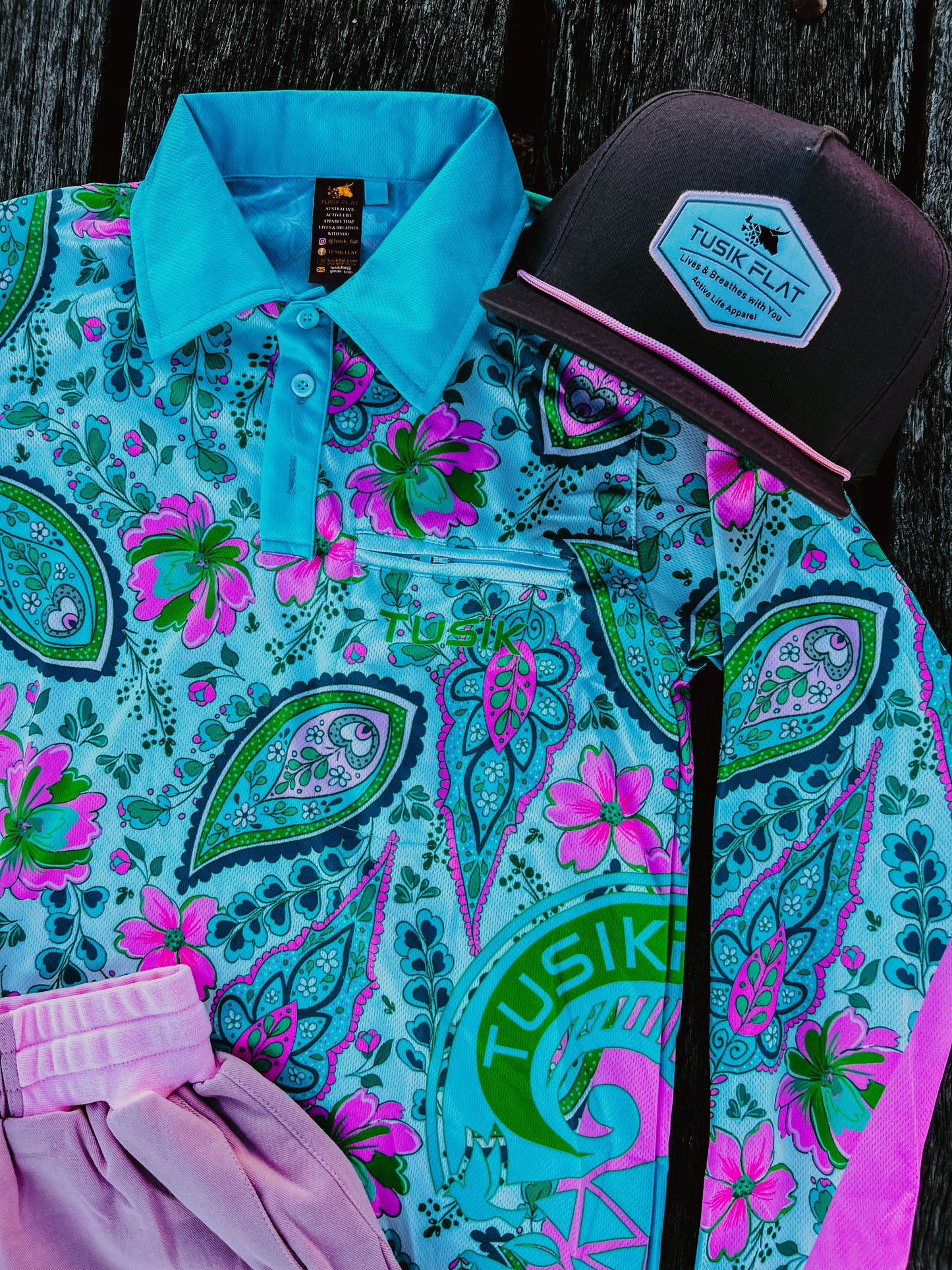 Paisley Green With Pink Fishing Shirt