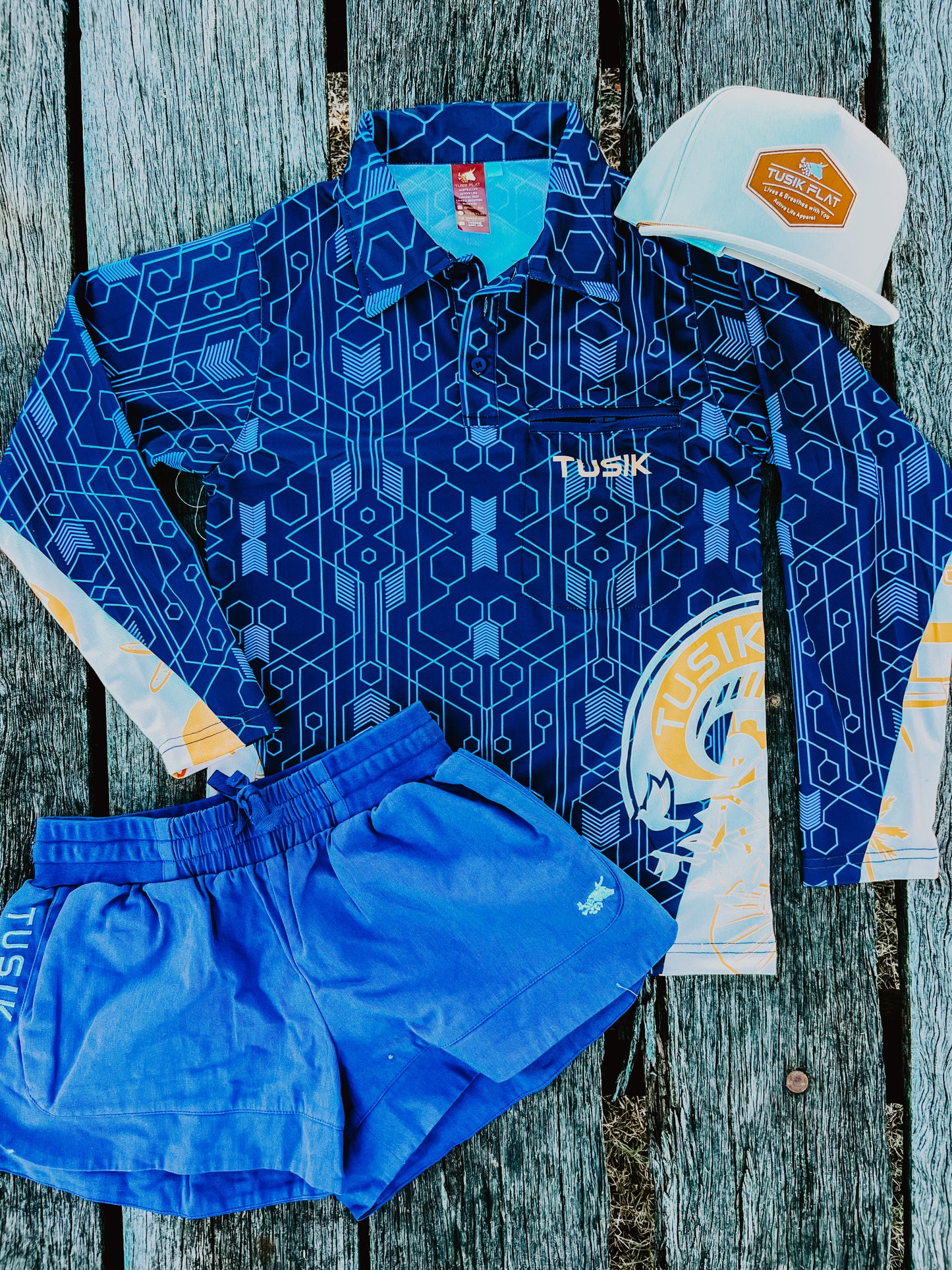 Navy Geo Fishing Shirt