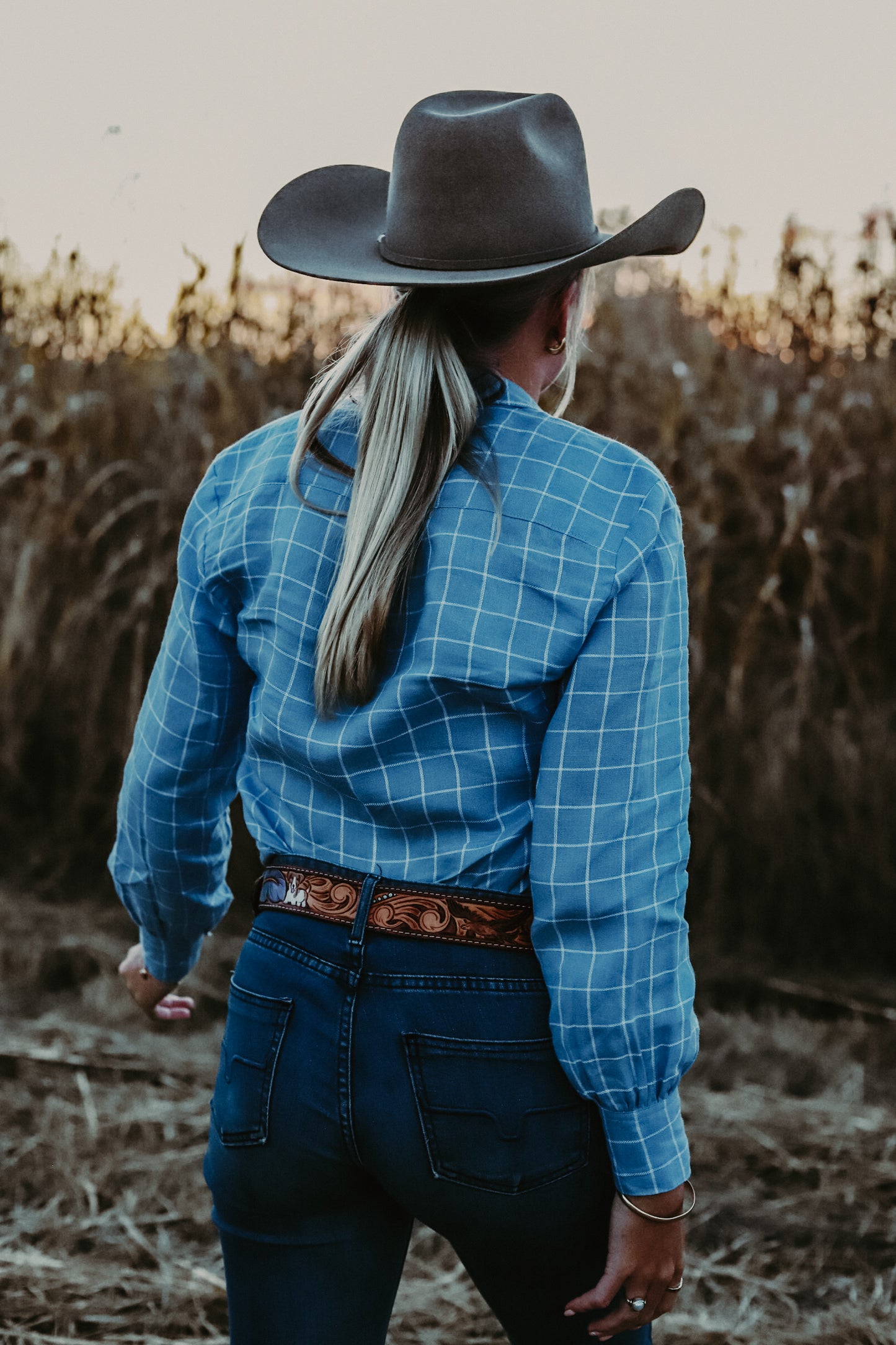 Blue Check Linen Arena Shirt
