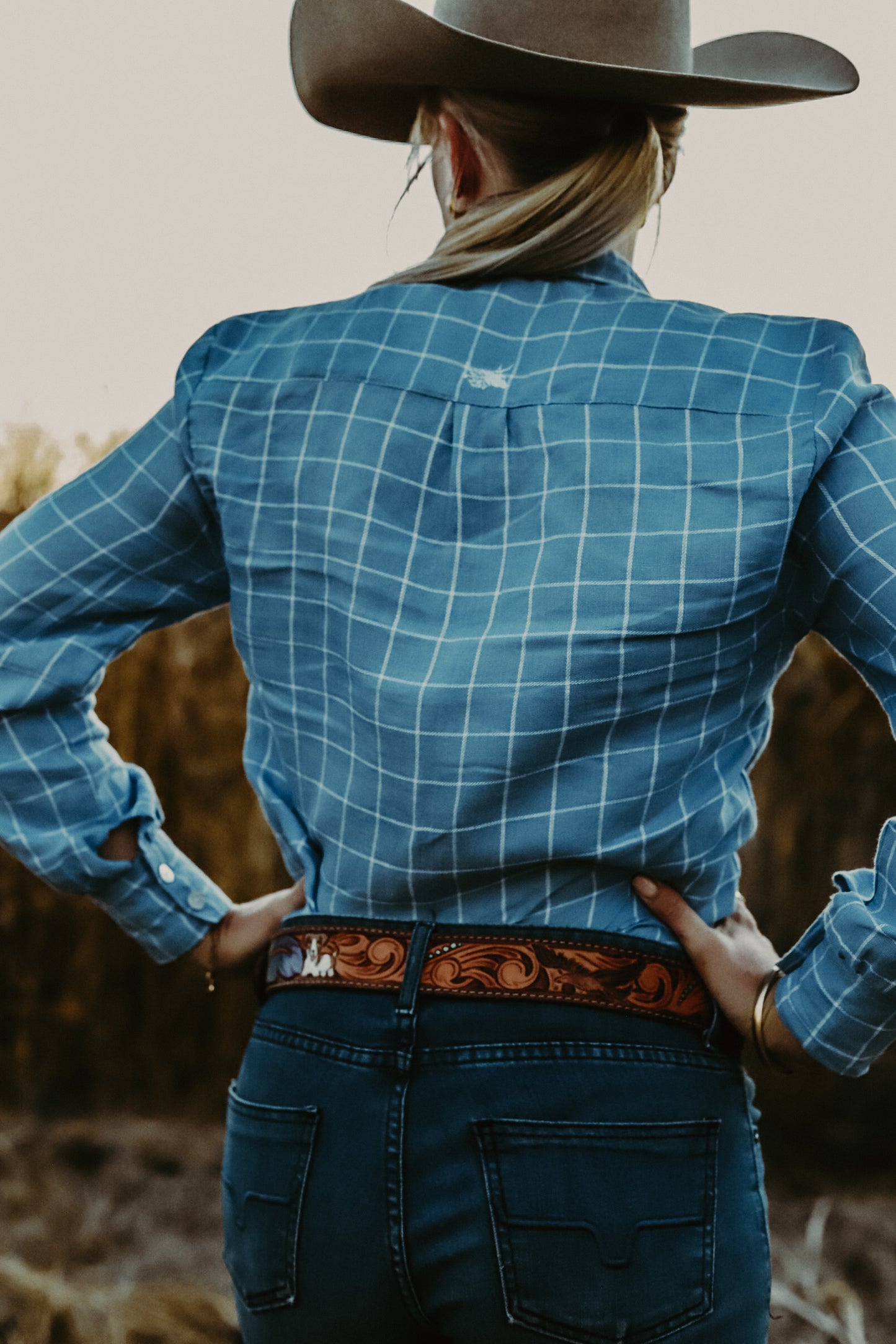 Blue Check Linen Arena Shirt