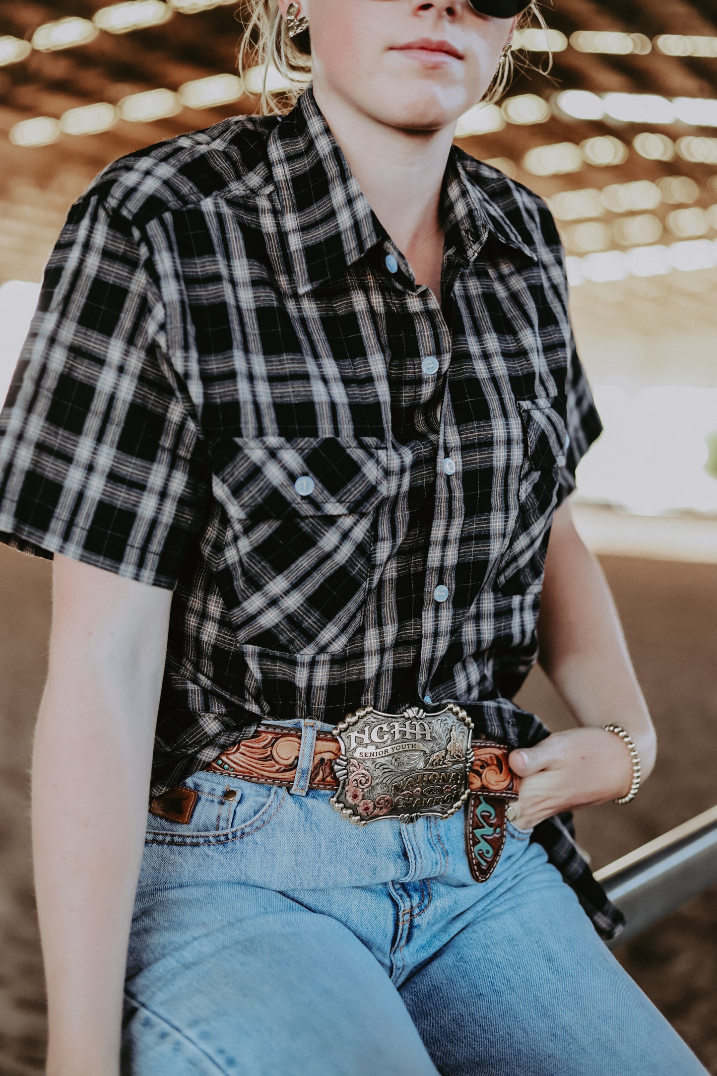 Black Plaid Workshirt - Short Sleeve