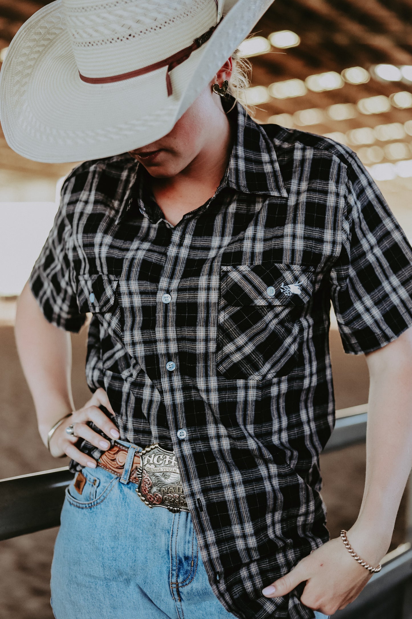 Black Plaid Workshirt - Short Sleeve