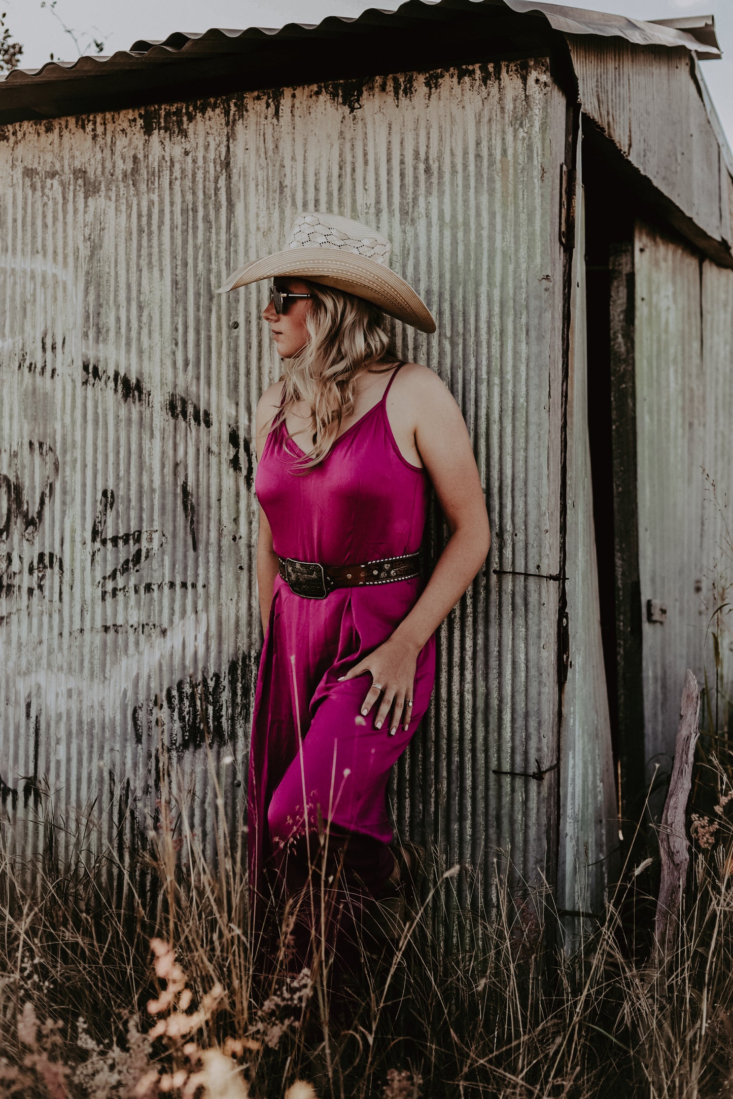 Magenta Twill Jumpsuit