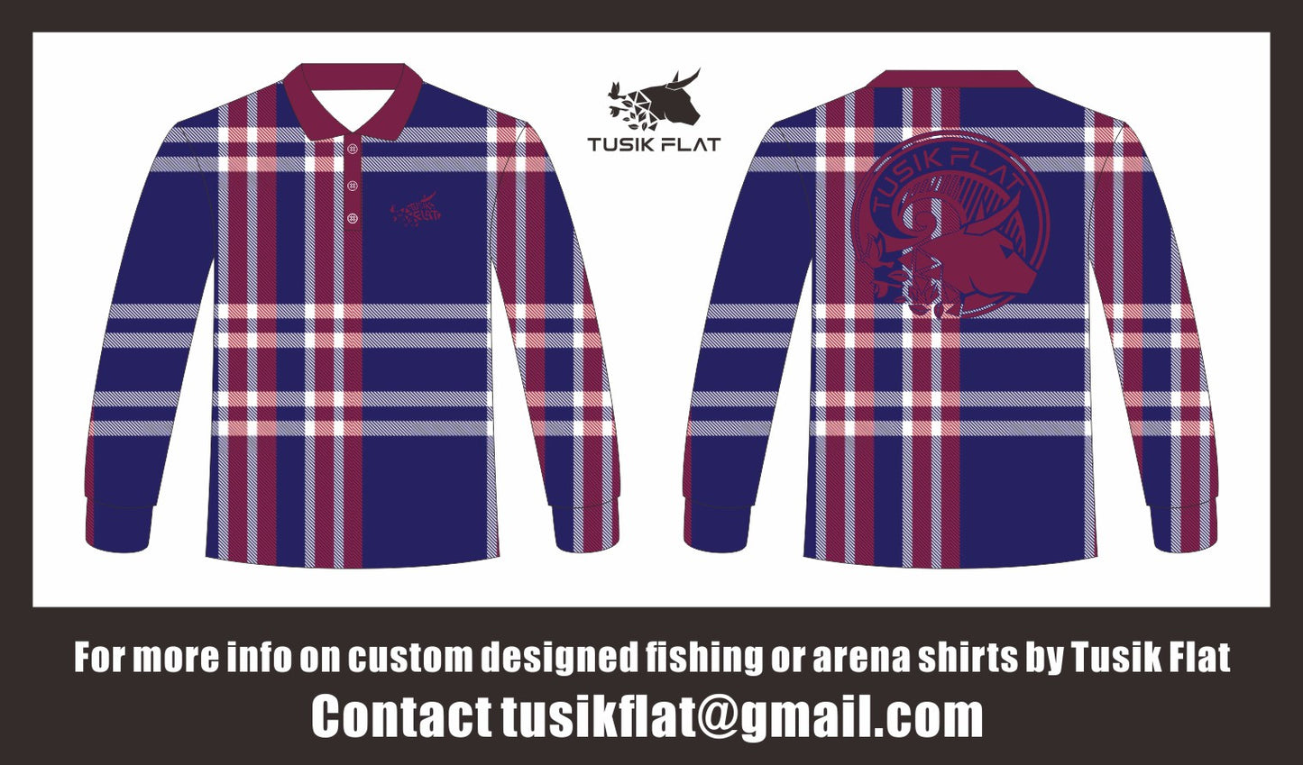 Check maroon fishing shirt