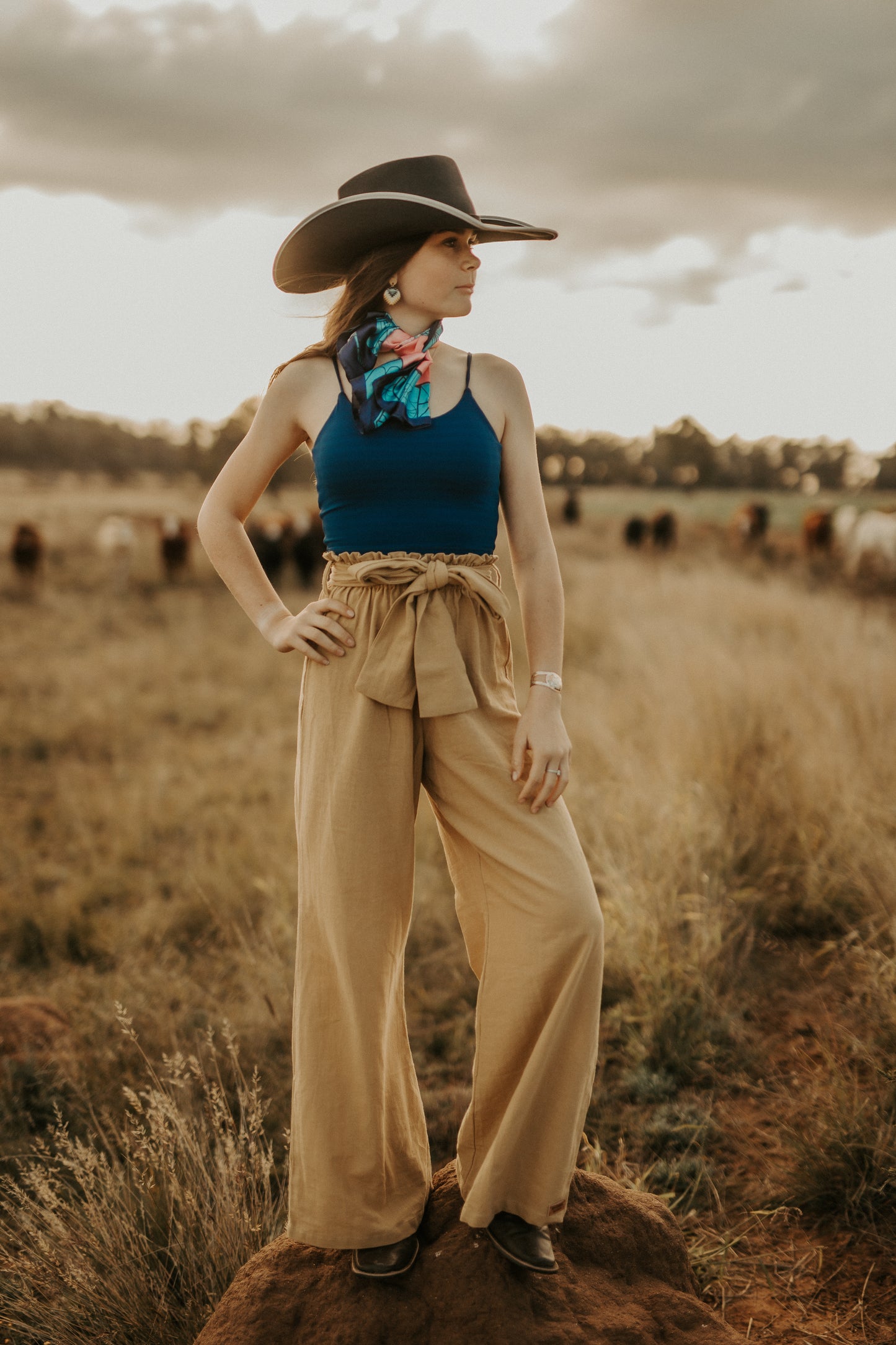 Palazzo Pants Gold Linen