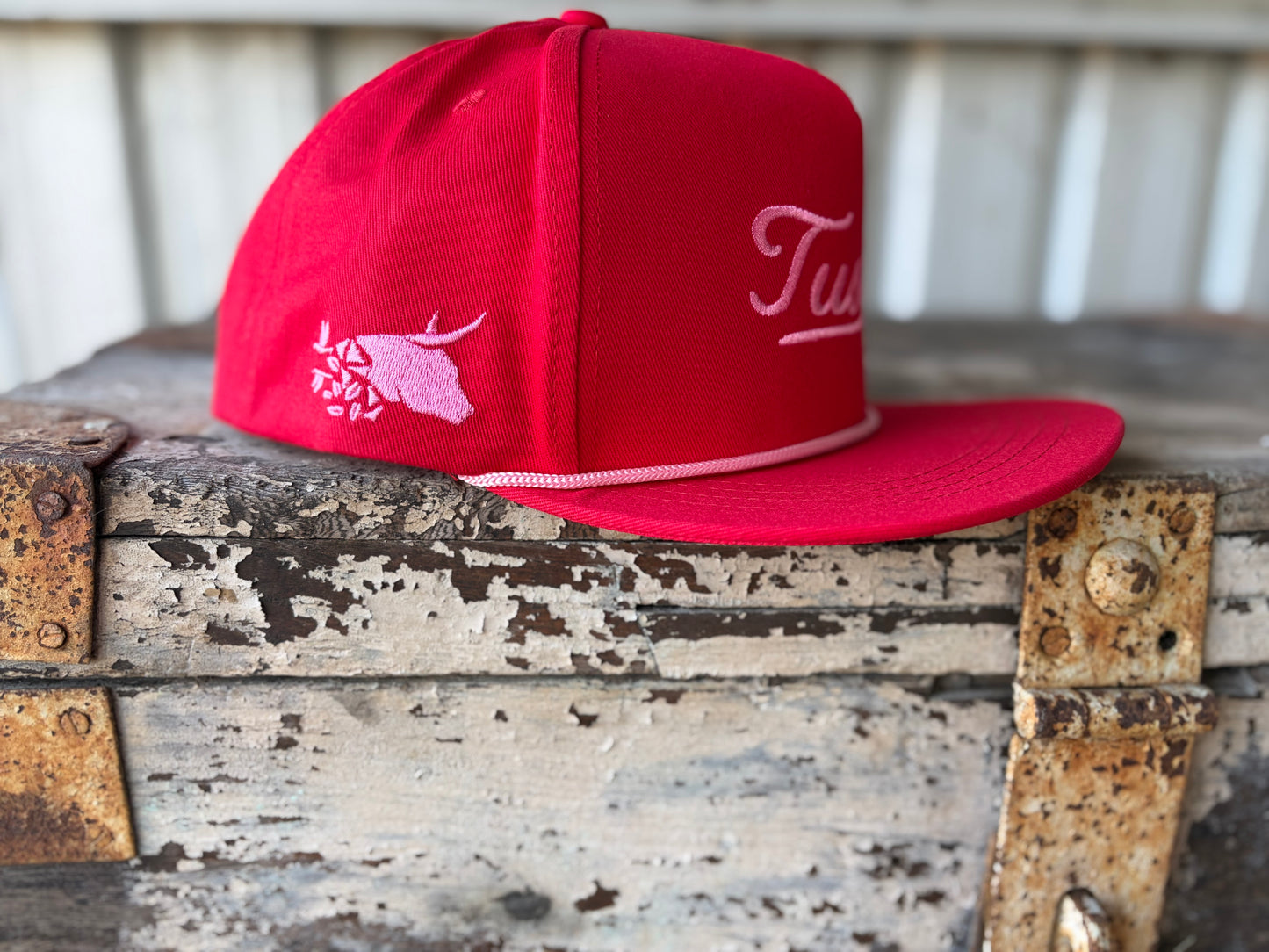 Mellon Red Flat Brim Cap