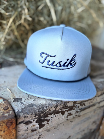 Wave Denim Flat Brim Cap