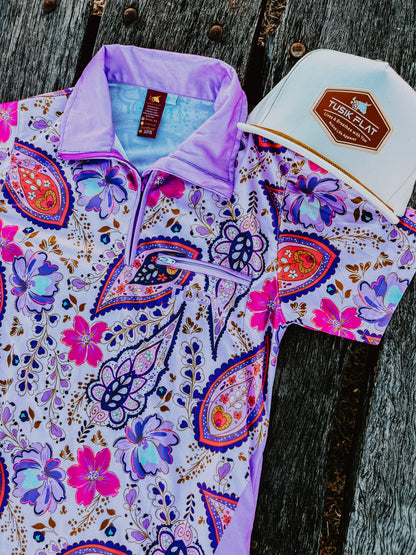 Purple Paisley Fishing Shirt Dress