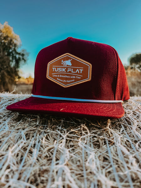 Old School Maroon Flatty Cap