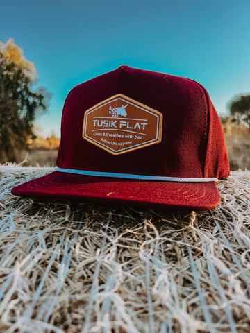 Old School Maroon Flatty Cap