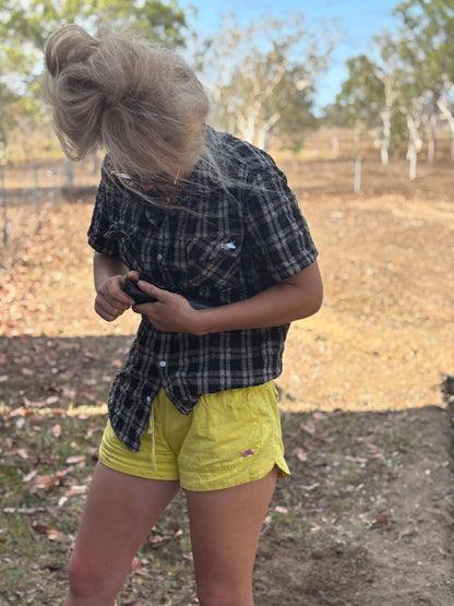 Black Plaid Workshirt - Short Sleeve