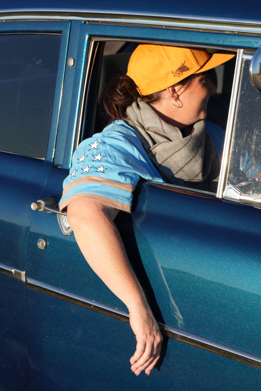 Over size Blue Embroidered Tee