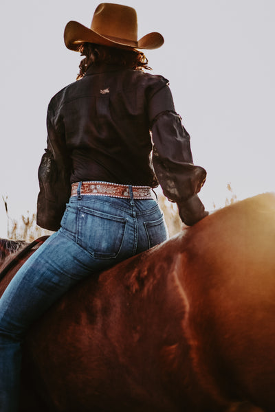 Black Balloon Sleeve Linen Arena Shirt