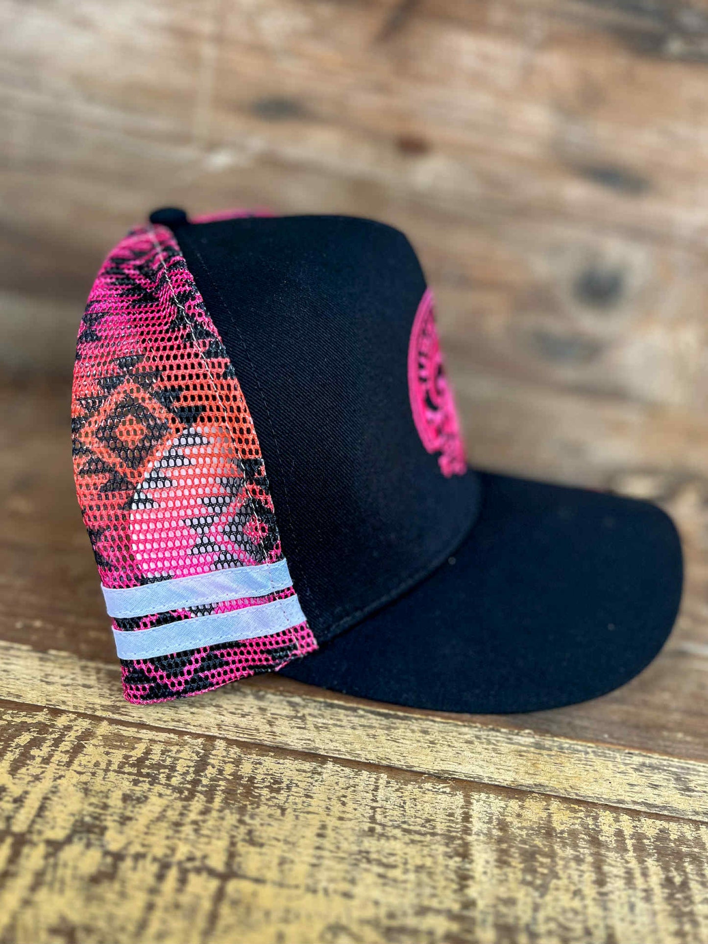 Aztec Hot Pink Black Trucker Cap