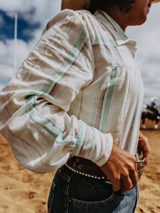 Multi Stripe Smock Linen Arena Shirt