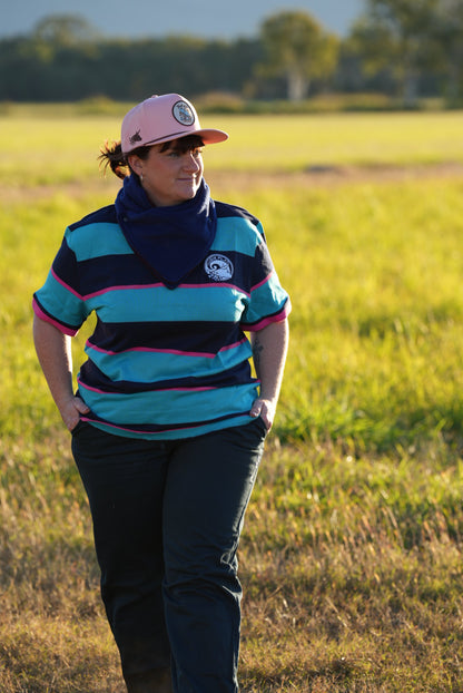 Tri Colour Polo Pink