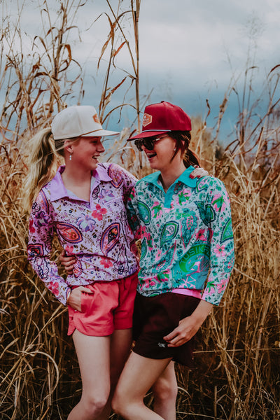 Pink with Beige Embroidery Embroidery Ruggers