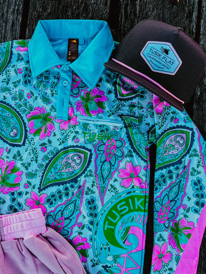 Paisley Green With Pink Fishing Shirt