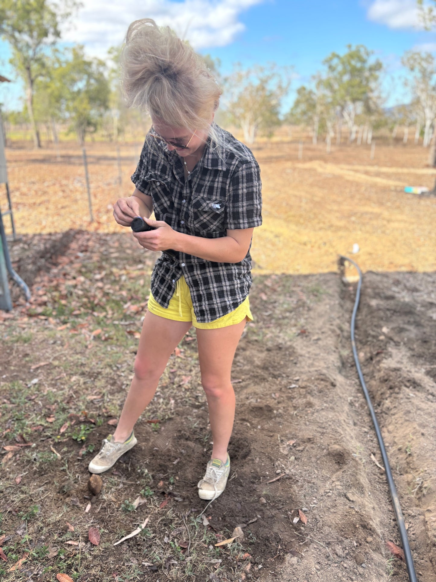 Black Plaid Workshirt - Short Sleeve