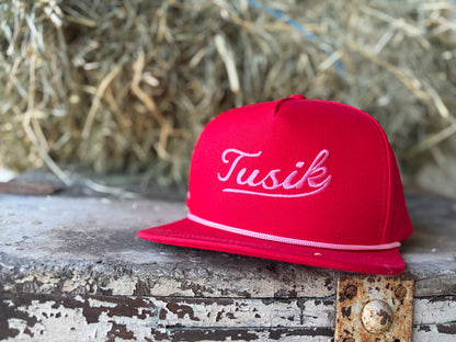 Mellon Red Flat Brim Cap