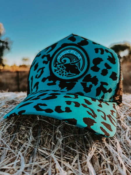 Turquiose Leopard Trucker Cap