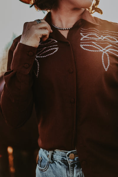 Chocolate Bootstitch Linen Mix Arena Shirt