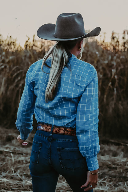 Blue Check Linen Arena Shirt