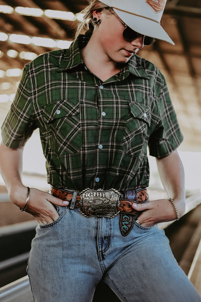Green Plaid Workshirt - Short Sleeve