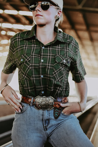 Green Plaid Workshirt - Short Sleeve