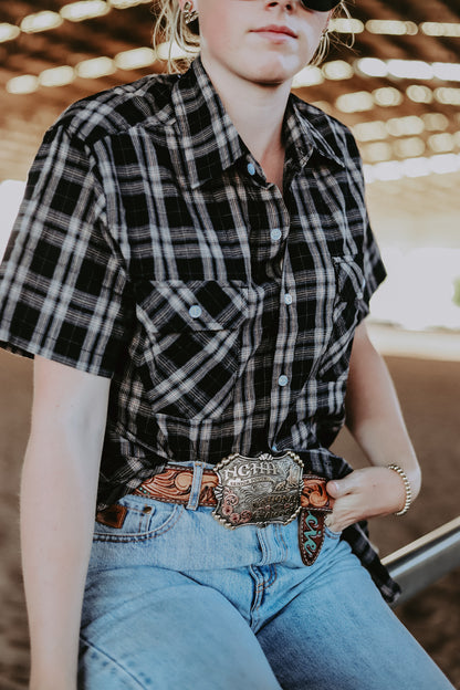 Black Plaid Workshirt - Short Sleeve