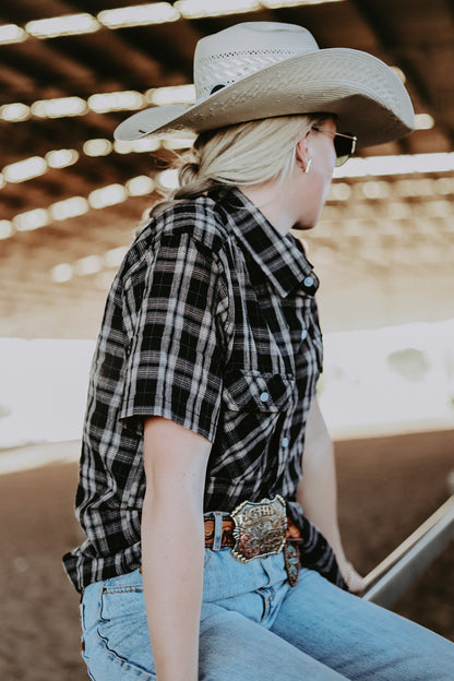 Black Plaid Workshirt - Short Sleeve