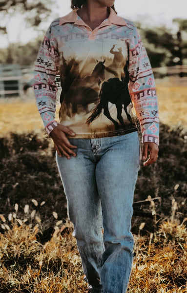 Aztec Horses Fishing Shirt