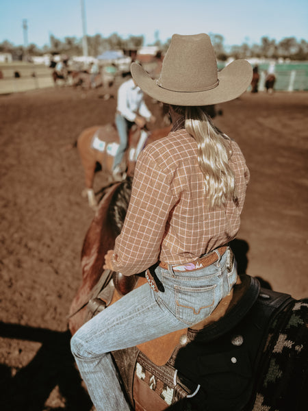 Tan Check Linen Arena Shirt