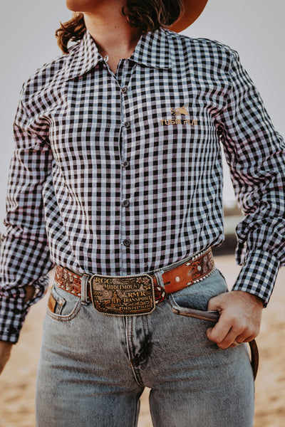 Black and White Check Cotton Arena Shirt