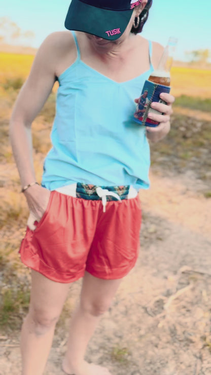 Match West Coast Navy Shirt - Burnt Orange Quick Dry Ruggers Shorts