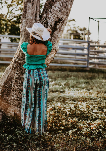 Palazzo Pants - Teal Aztec