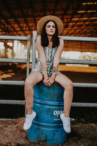 Playsuit - Aqua Zig Zag