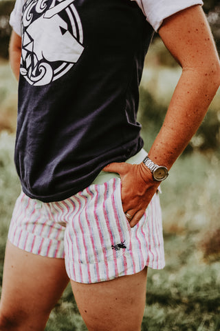 Multicolour stripe linen rugger