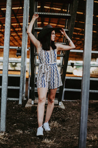 Playsuit - Blue Zig Zag
