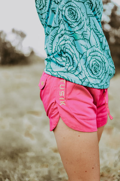 Magenta with Gold Embroidery Ruggers
