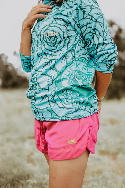 Magenta with Gold Embroidery Ruggers