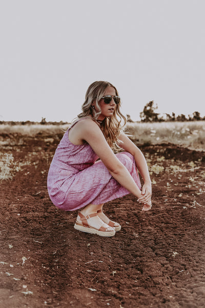 Purple Stripe Linen Jumpsuit